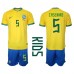 Günstige Brasilien Casemiro #5 Babykleidung Heim Fussballtrikot Kinder WM 2022 Kurzarm (+ kurze hosen)